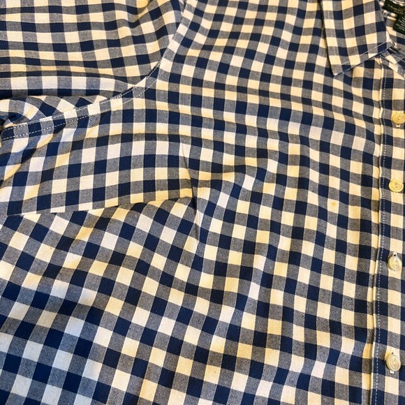 LRL Lauren Jeans Co Womens Navy White Gingham Button‎ Down Collared Shirt 1XL - Picture 14 of 15